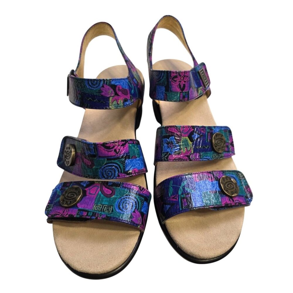 Alegria Olivia Crafty Vibrant Floral Leather Adjustable Strap Women's Wedge Sand